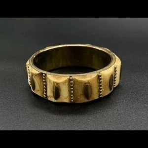 Vintage Bovine Bone & Brass Bracelet Vintage 7 3/4"